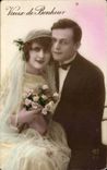 CPA Fantaisie Voeux de bonheur Couple