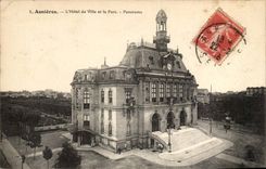 Asnieres CPA the town hall and the park Panorama