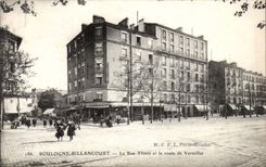 Boulogne Billancourt CPA the street Thiers and the road of Versailles