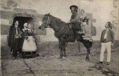 CPA Breton Habits Manners and costumes the departure of marry for wedding TOP (horse couples Brittany marriage celebrates)