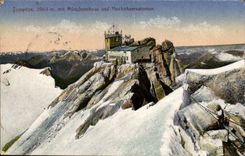 Suisse Zugspitze mit Munchnerhaus und Hochobservatorium (observatoire)