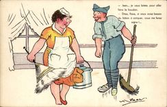 CPA Illustrateur Pahn Jean je vous laisse pour aller faire le boudoir (militaire militaria couple)