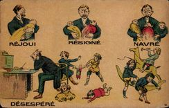 CPA Illustrateur Rejoui Resigne Navre Desespere Enfants