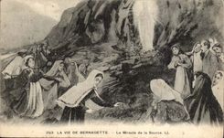 CPA life of Bernadette the miracle of the source (Lourdes)