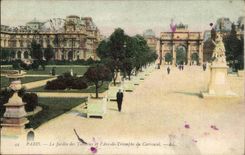Paris (1) CPA der Garten von Tileries und Arc de Triomphe des Karussells