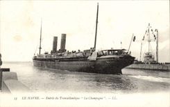 Le Havre CPA Entrance of the deck chair the Champagne (boat ship boat)