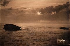 Biarritz CPA Coucher de soleil vu du rocher de la vierge