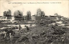 Pouliguen CPA rocks of the point of Penchateau Fishing to the moulds