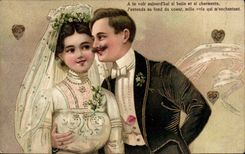 CPA Fantaisie A te voir aujoud'hui si belle et si cahrmante (couple) carte en relief