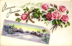 CPA Fantasy Flowers Happy New Year (horseshoe)