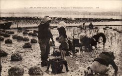 Arcachon CPA Parqueurs et parqueuses au travail (ostreiculture huitres oyster) TOP