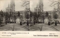 Belgien - Belgien - Belgien - Anvrs - Antwerpen - der grune Platz die Kathedrale und die Statue von Rubens - CPA