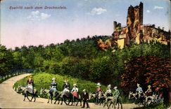 CPA Eselritt nach dem Drachenfels (ass donkey mule)