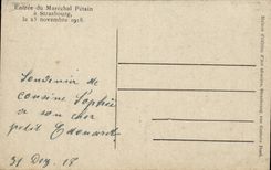 CPA Entree of the Petain Marshal has Strasbourg on November 25th 1918