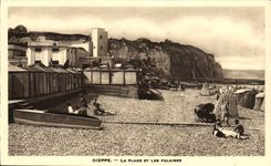 Dieppe CPA der Strand und die Klippen
