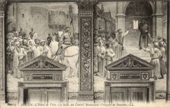 Rouen CPA the town hall the room of the municipal council Frescos of Baudoin