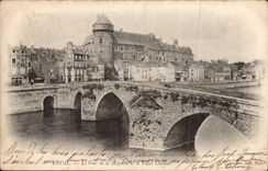 Laval CPA die Brucke von Mayenne und von alten Schloss