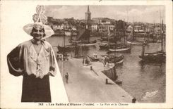 CPA Sande von olonne der Hafen und der Thatch (Kappenfolklorekostum)