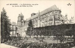 Bourges CPA the cathedral seen from of the garden of the town hall