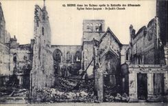 CPA Reims in the ruins after the retirement of German Church Saint Jacques