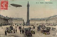 Paris CPA Place Vendome (dirigeable zeppelin)