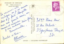 MODERNE KARTE Folklore der Bretagne-jungen Madchen und des Glockenweckers im Kostum von Baule