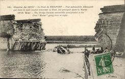 CPA war of 1914 the bridge of TRilport a German car precipitee in the Marne