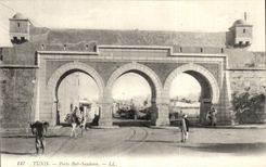 Tunisia Tunis CPA Gate Bab Saadoun (ass donkey)