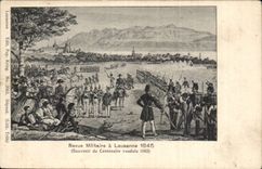 Suisse CPA Revue militaire a lausanne 1845 (centenaire vaudois 1903) (militaria guerre)