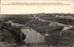 Thouars CPA View of the castle and bridge Saint Jacques
