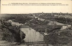 Thouars - View of the Castle and Bridge Saint Jacques - Bridge - CPA