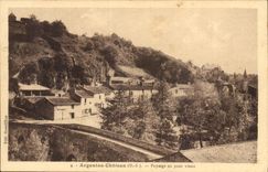 Nickle silver Castle CPA Landscape with the old bridge