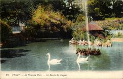 Vichy CPA the new park the basin of the swans (swan)