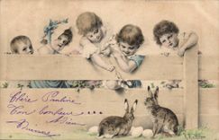CPA Fantasy Children and rabbits (rabbits)