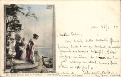 CPA Fantasy Woman Casino of Monte Carlo Winter the garden of December