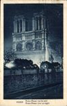 Paris CPA Notre Dame vue la nuit