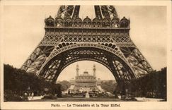 Paris CPA Trocadero and Eiffel Tower