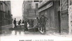 Paris CPA Paris inonde Autour de la Place MAubert Publicite Kabiline Teinture de menages