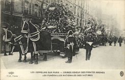 Paris CPA zeppelins on Paris odious Crimes of the boches Funeral of the victims