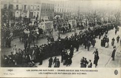 Paris CPA zeppelins on Paris odious Crimes of the boches Funeral of the victims