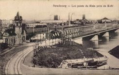 Strasbourg Strassburg CPA bridges of the Rhine close to Kehl