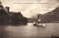 Annecy CPA Lake the castle of Duingt Talloires and a boat