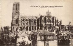 Reims in den Ruinen nach dem Ruhestand deutschen CPA die Kathedrale und der Palast des Erzbischofs