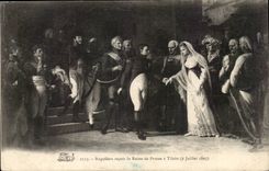 CPA Napoleon receives the Queen of Prussia has Tilsitt (July 1807)
