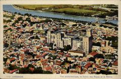 Avignon CPA Panoramic View the palate of the popes and the Rhone