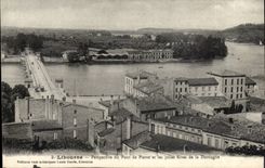 Libourne CPA Perpective der Steinbrucke und der hubschen Banke des Dordogne