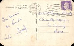 Lourdes CPA the basilica and the interallied monument seen of the strong castle