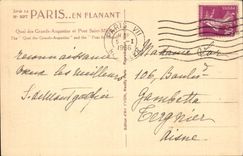 Paris cPA Quay of Large Augustins and bridge Saint Michel