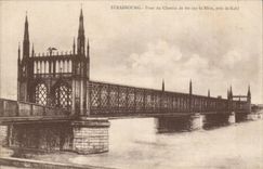 Strasbourg CPA Bridge of the railroad on the Rhine close to Kehl