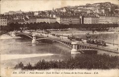 Lyon CPA Bridge morand Quay Clear St and slope of the russet-red Cross